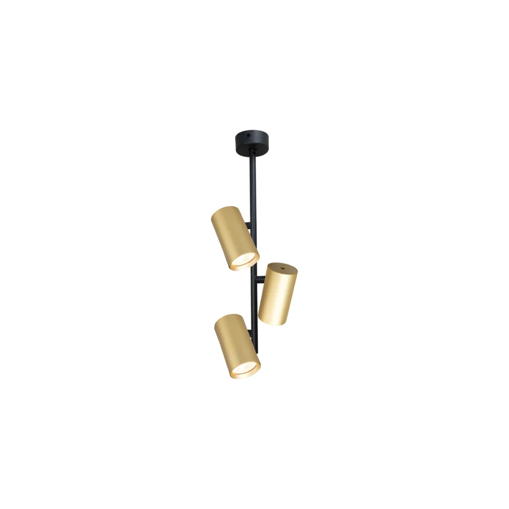 ELIXIR 3 GU10 Ceiling Spot Light BK+Gold Tube