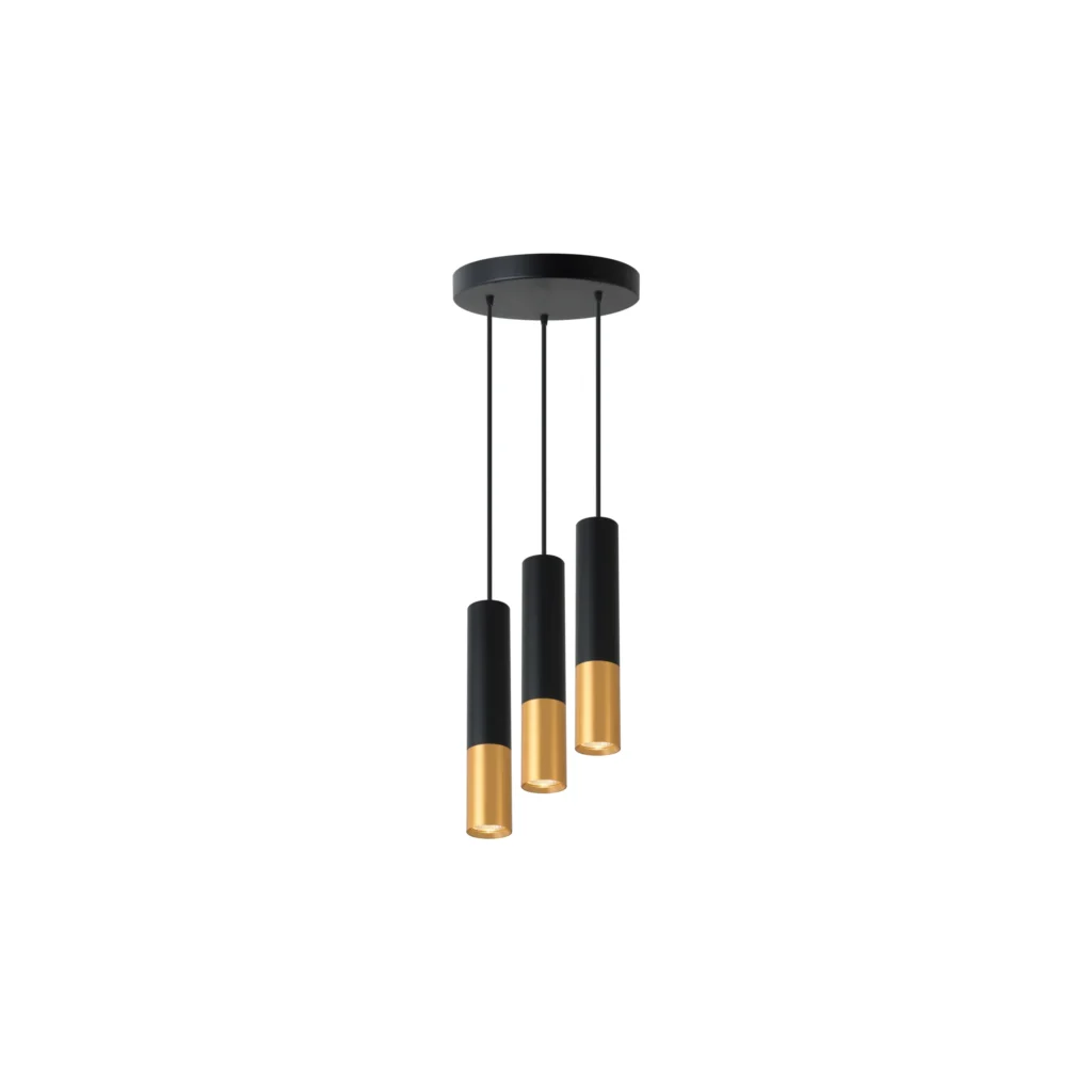 GLOW 3 GU10 Ceiling Pendants Round BK+GD