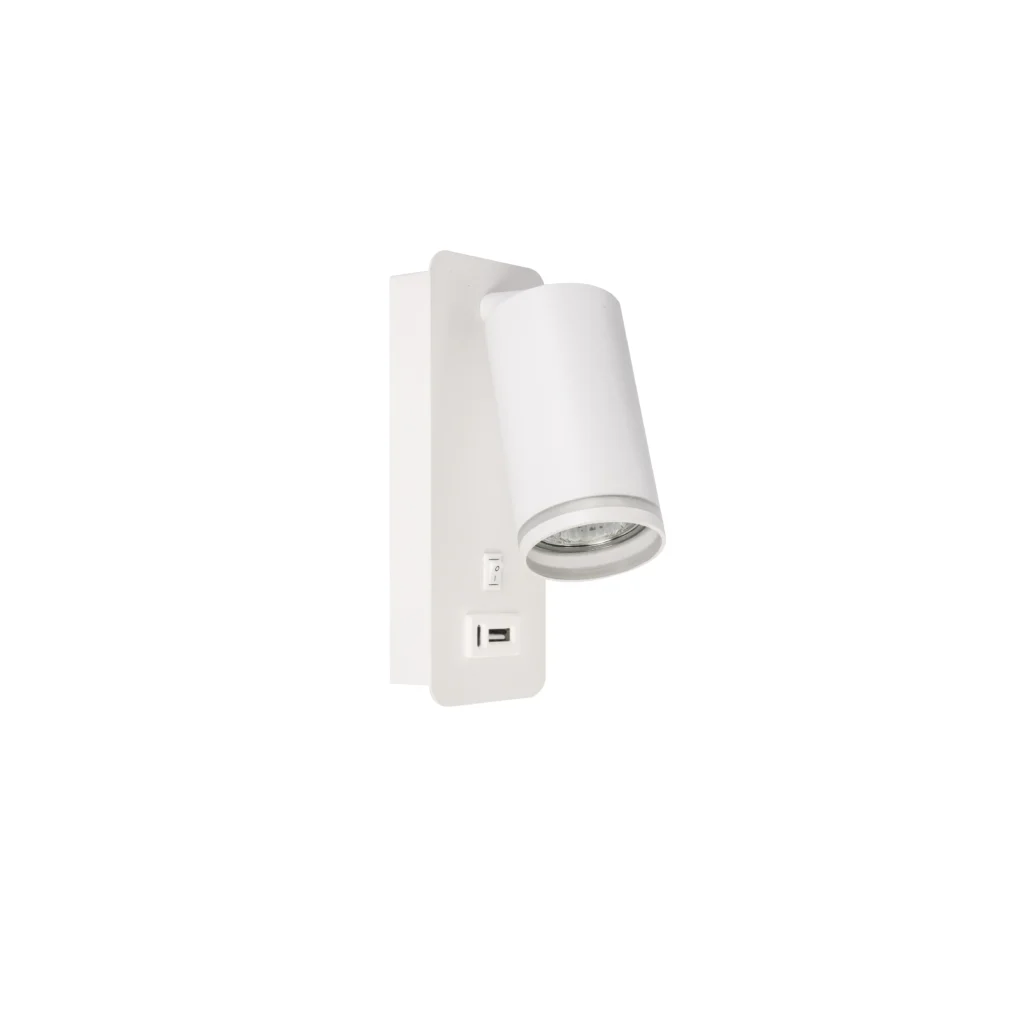 AXIS 1 GU10 Wall Light with USB Charger WH