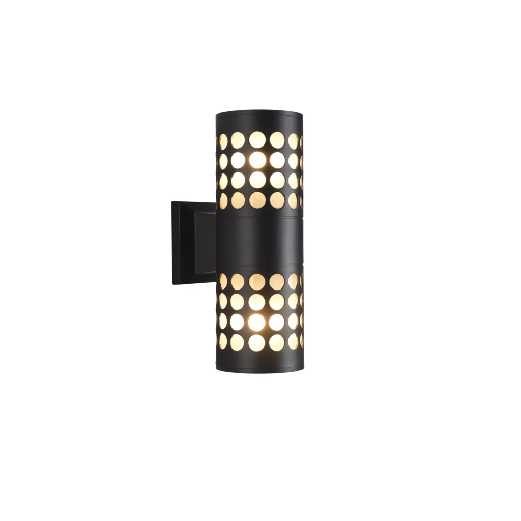 MILL 2 E27 IP54 Outdoor Wall Lamp With Round Pattern BK