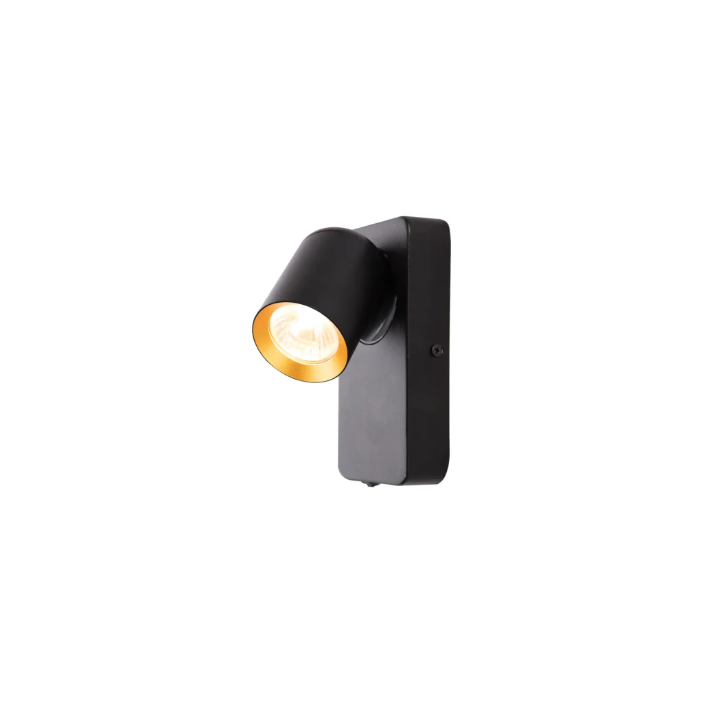 CITRINE 1 GU10 Wall Light with switch BK+GD