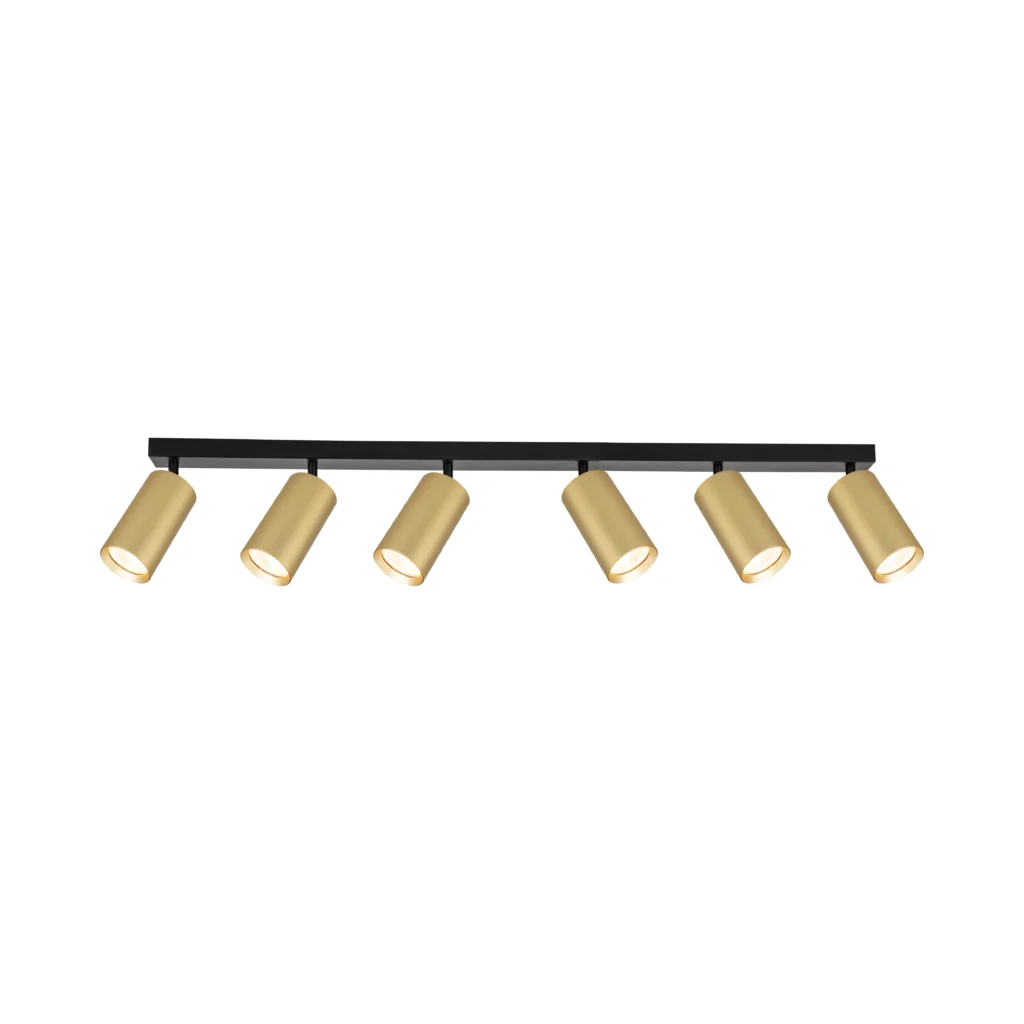 CHIME 6 GU10 Ceiling Spot Light Sand Black base+Gold tube