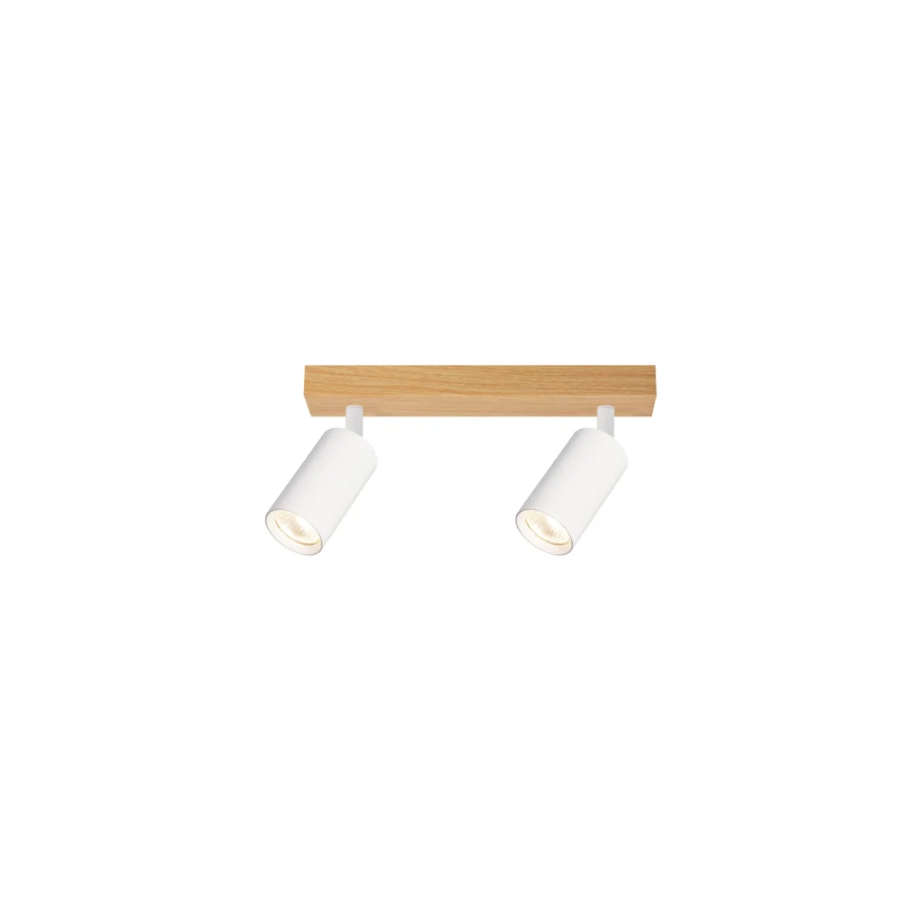 CHIME 2 GU10 Ceiling Spot Light Wood color base+WH tube