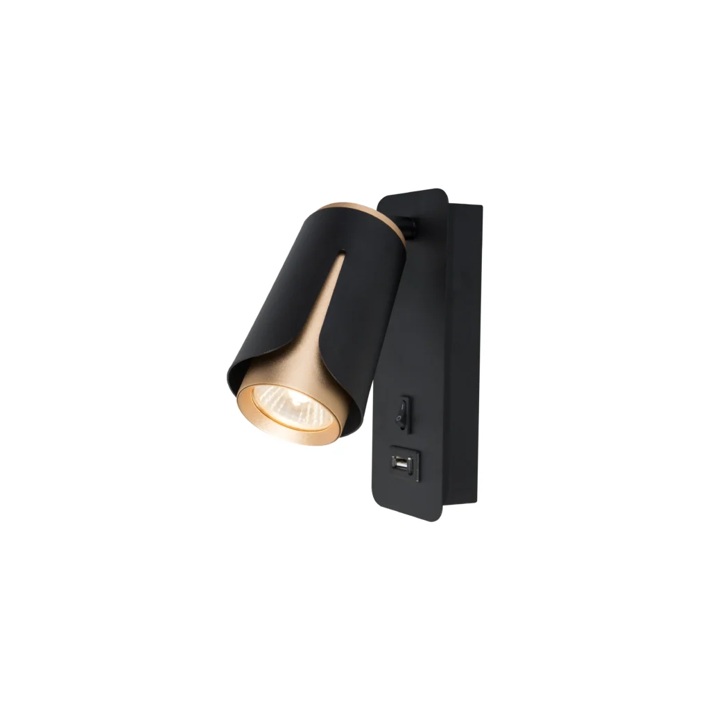 Tulip 1 GU10 Wall Lighting BK+GD