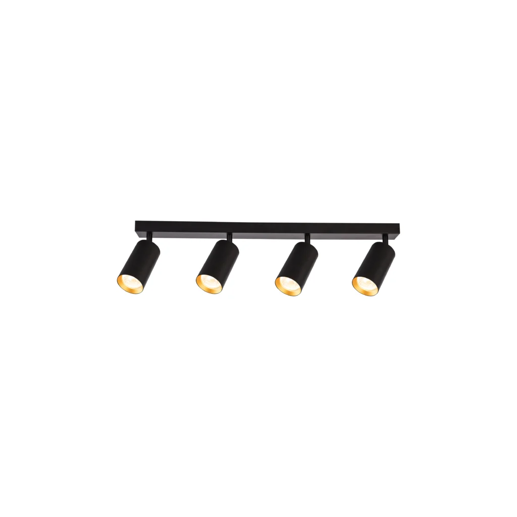 CHIME 4 GU10 Ceiling Spot Light-L BK+GD ring