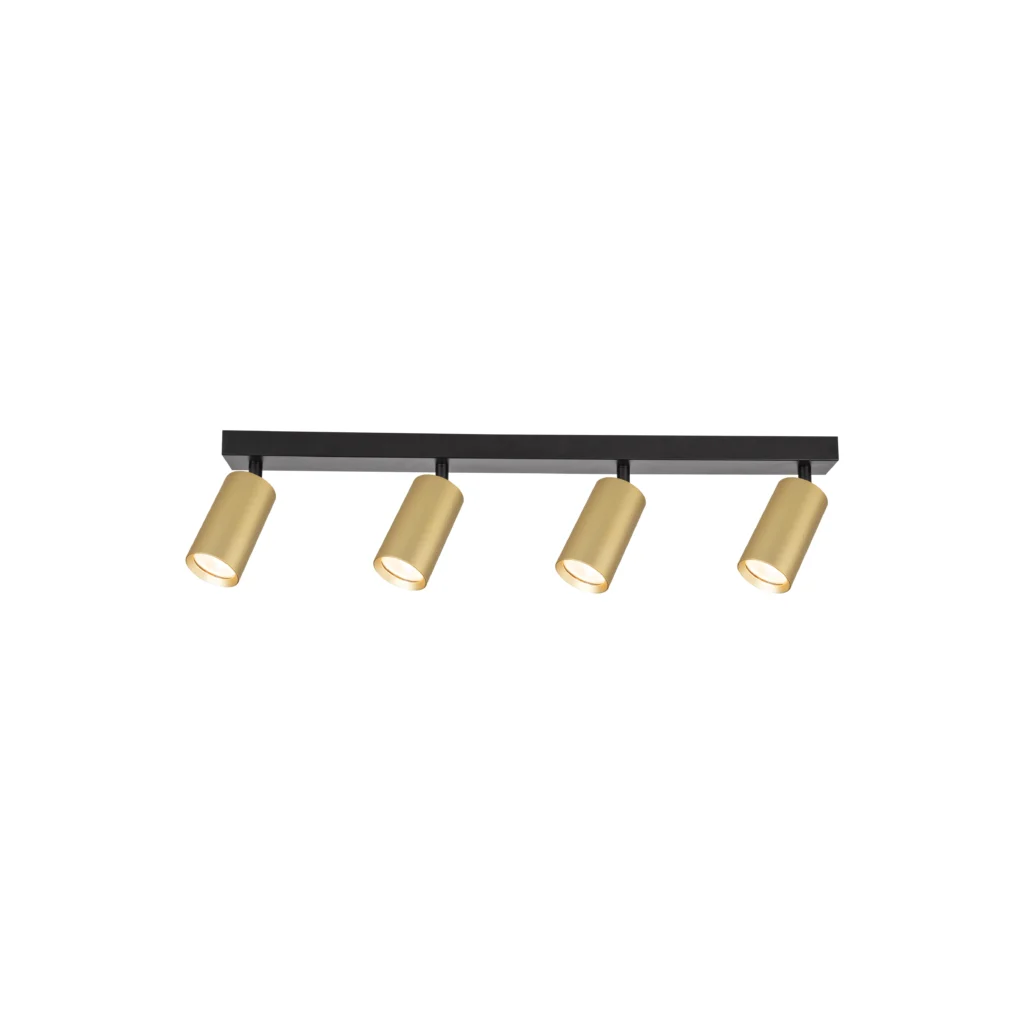 CHIME 4 GU10 Ceiling Spot Light-L Sand Black base+Gold tube