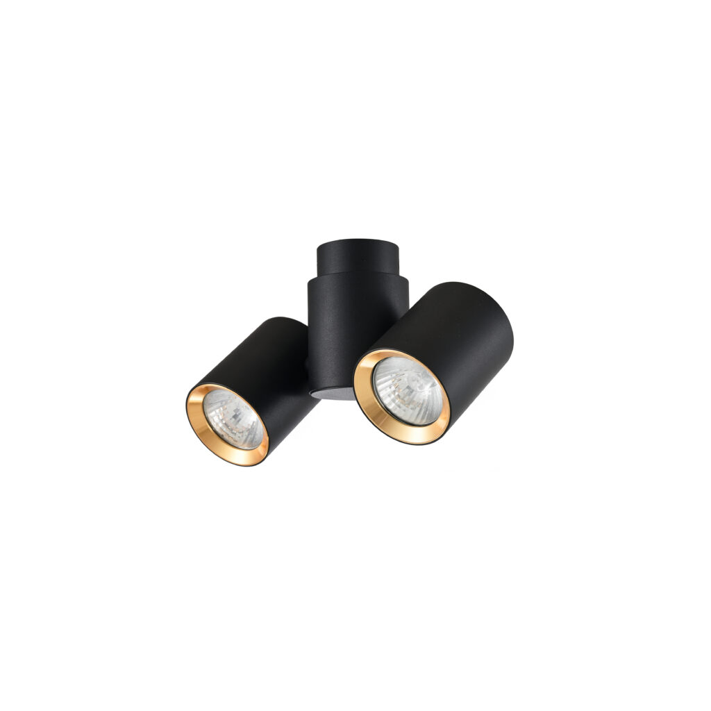 NOVA 2 GU10 Telescope Ceiling Spot Lights BK+GD