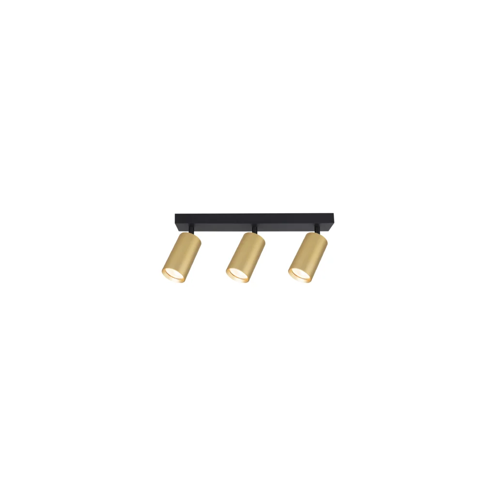 CHIME 3 GU10 Ceiling Spot Light Sand Black base+Gold tube