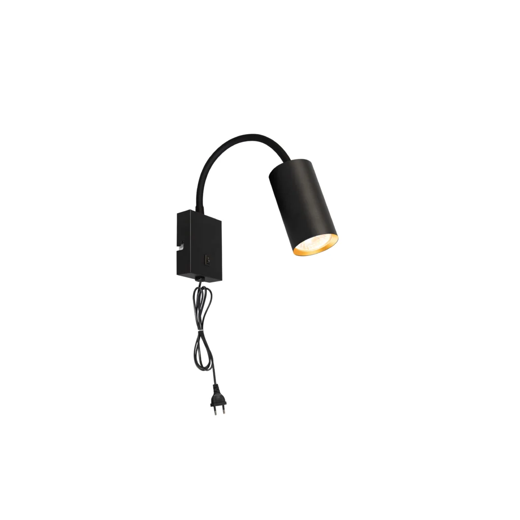 IDYLL 1 GU10 Wall Lamp with switch BK base+Gold ring