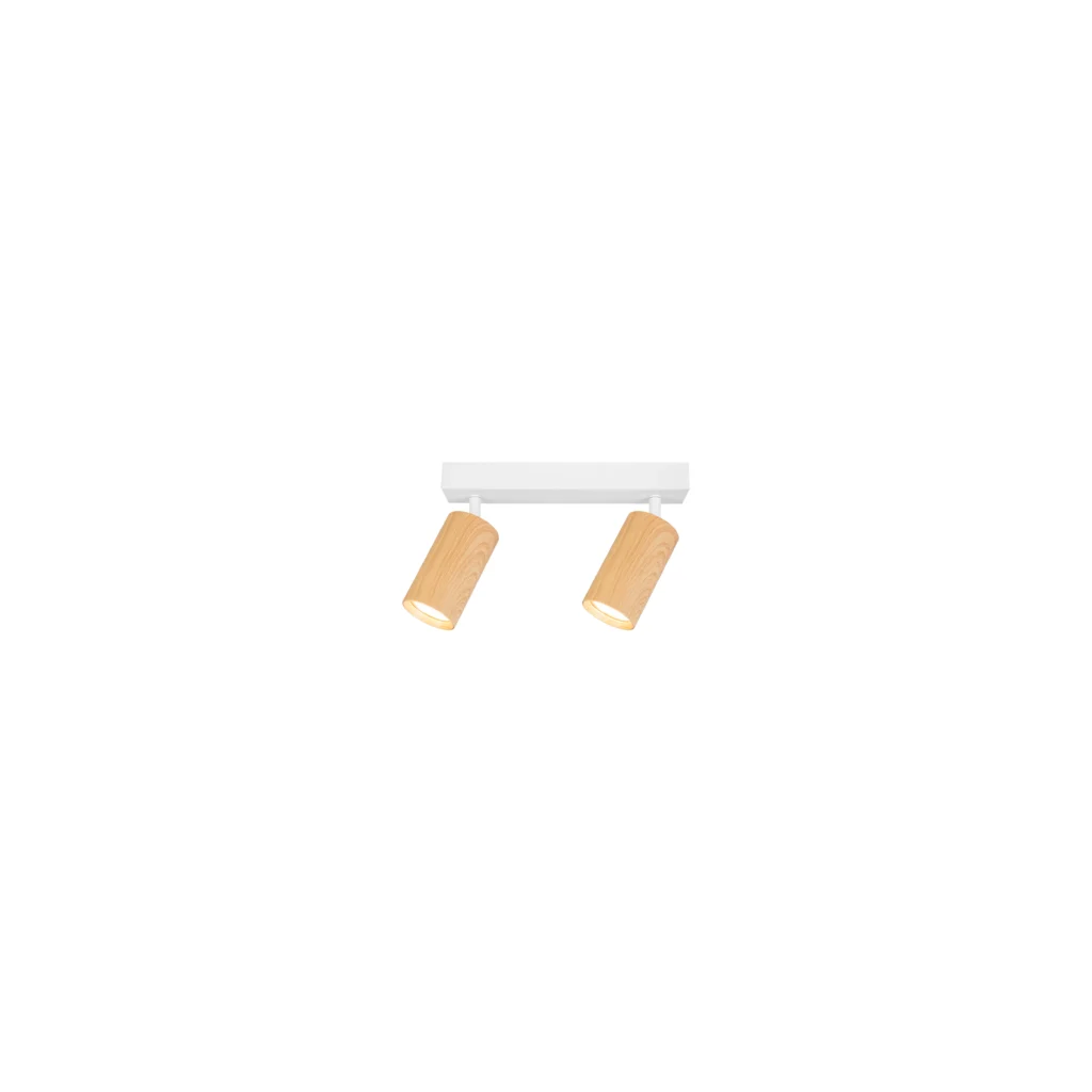 CHIME 2 GU10 Ceiling Spot Light White base+Wood color tube
