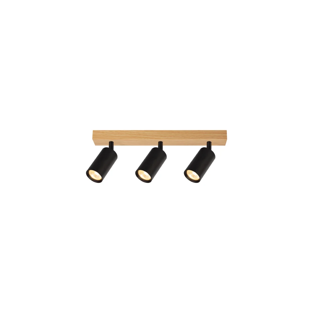 CHIME 3 GU10 Ceiling Spot Light Wood color base+BK tube