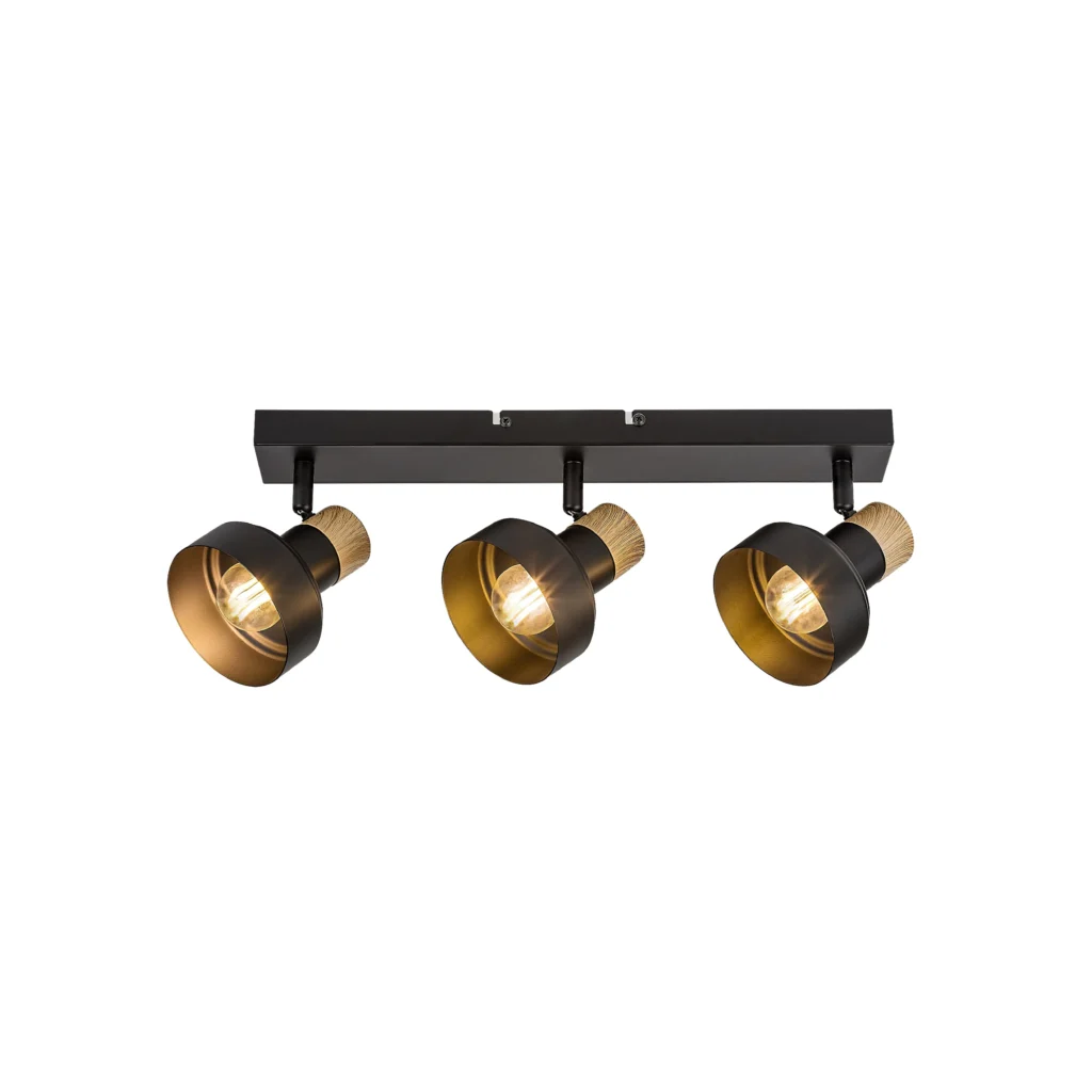 NJORD 3 E14 Ceiling Spot Light BK+Wood Color