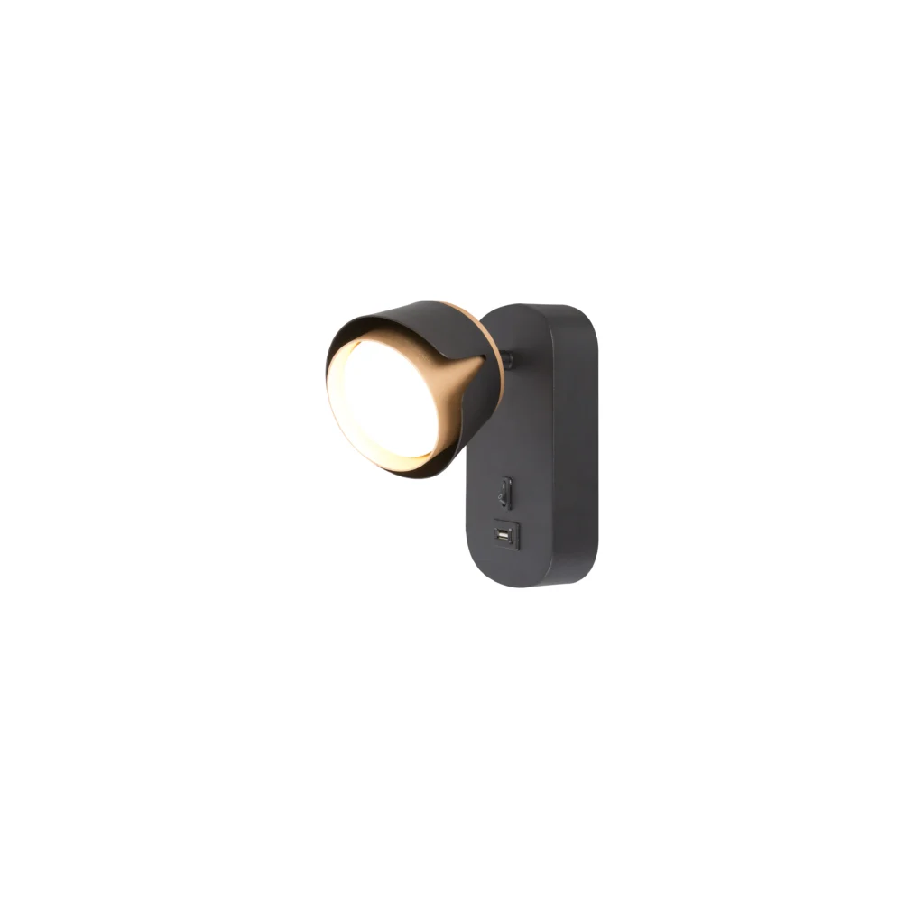 Tulip 1 GX53 Wall Lighting BK+GD