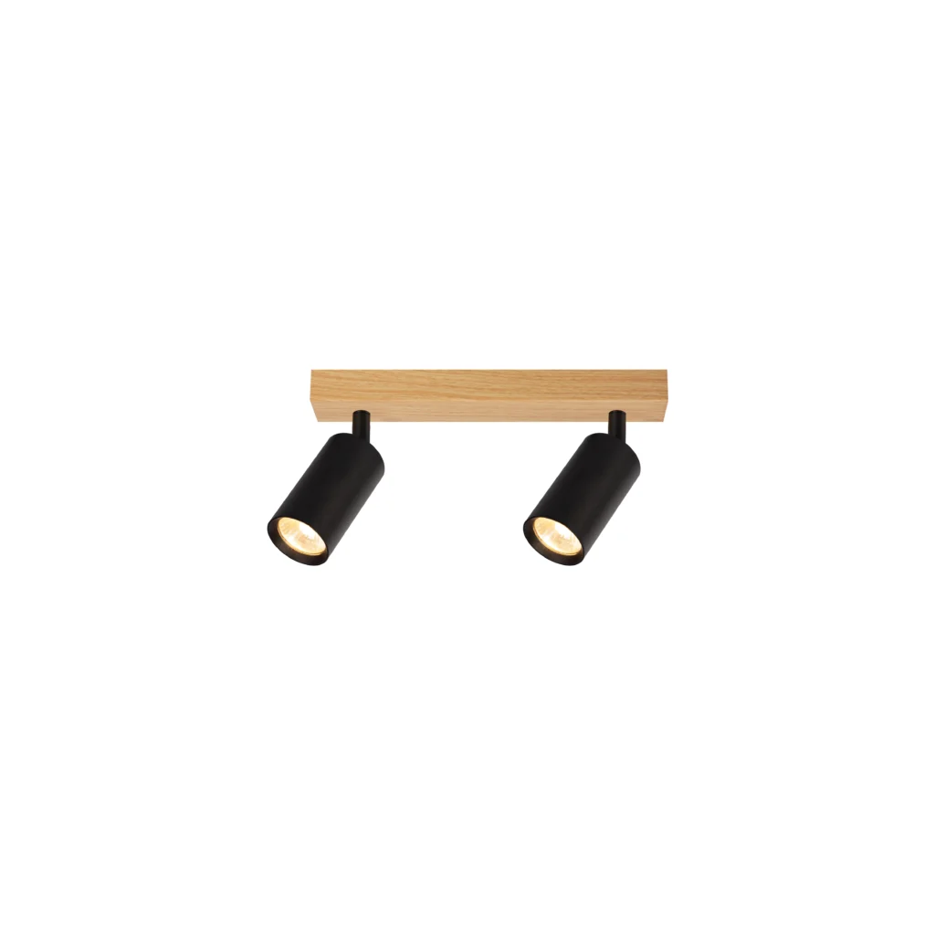 CHIME 2 GU10 Ceiling Spot Light Wood color base+BK tube