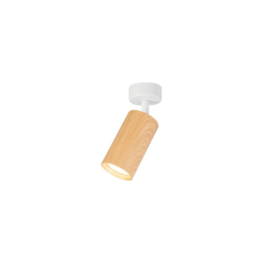 CHIME 1 GU10 Ceiling Spot Light White base+Wood color tube
