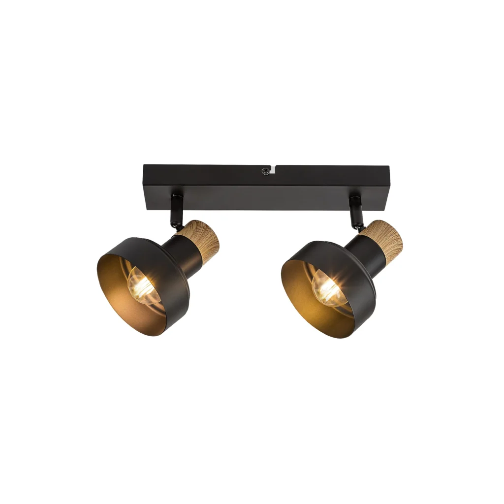 NJORD 2 E14 Ceiling Spot Light BK+Wood Color
