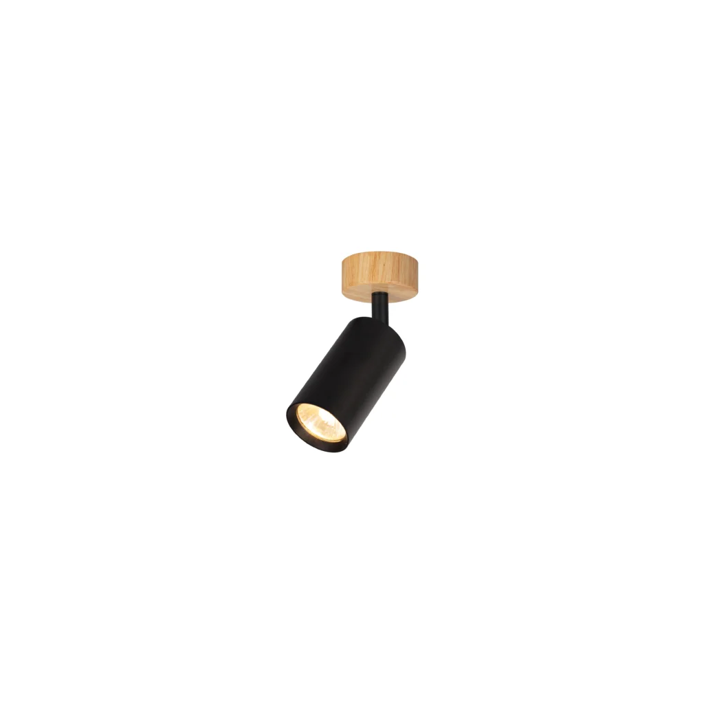 CHIME 1 GU10 Ceiling Spot Light Wood color base+BK tube