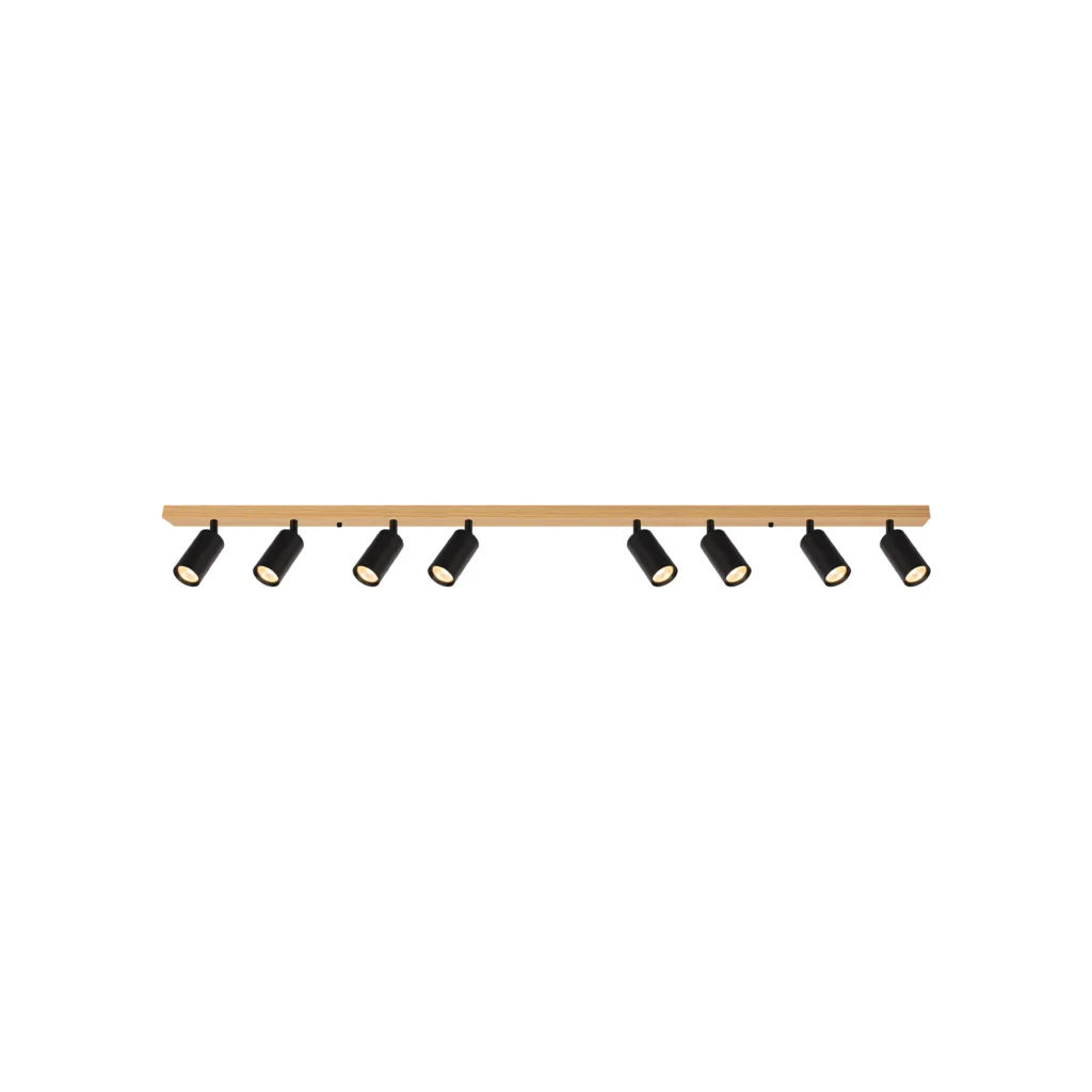 CHIME 8 GU10 Ceiling Spot Light Wood color base+BK tube
