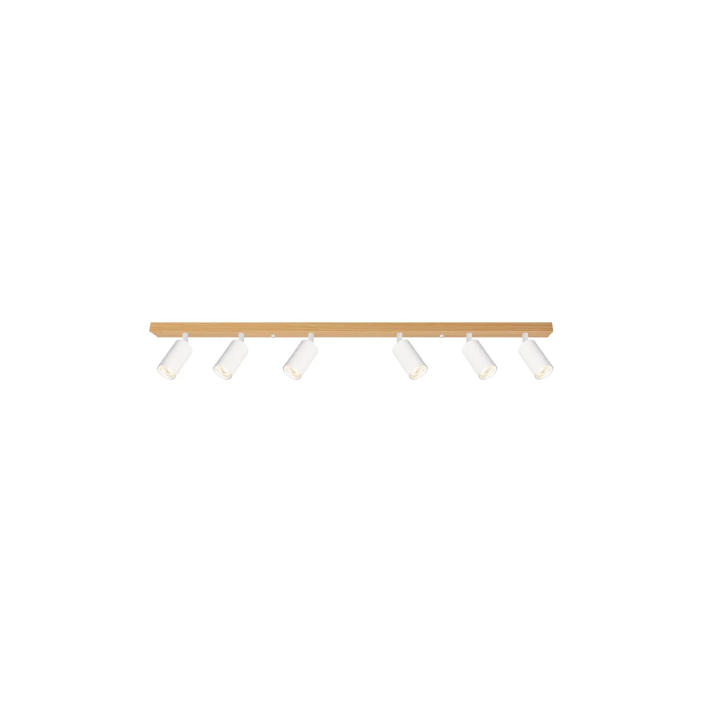 CHIME 6 GU10 Ceiling Spot Light Wood color base+WH tube