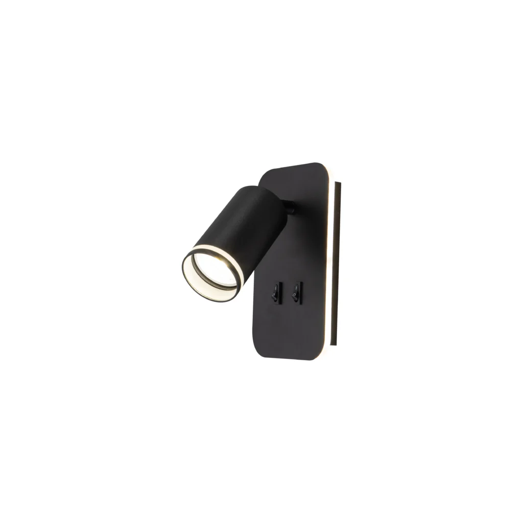 JET 1 GU10 Wall Lamp with LED back light with Switches BK