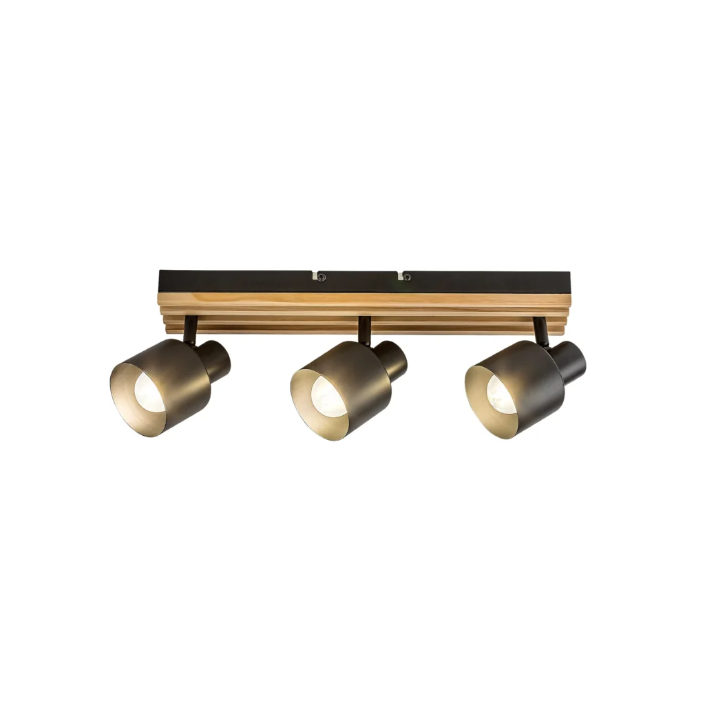 SIF 3 E14 Ceiling Spot Light BK+WOOD