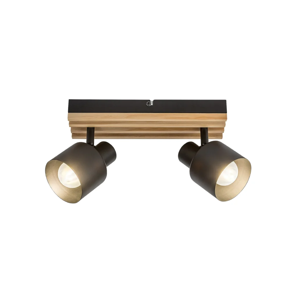 SIF 2 E14 Ceiling Spot Light BK+WOOD