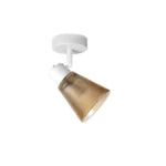 AMBRA 1 G9 ceiling spot light in sand white with amber ribbed glass shade, 1 head, product photo