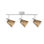 AMBRA 3 G9 ceiling spot light in sand white with amber ribbed glass shade, 3 heads, product photo