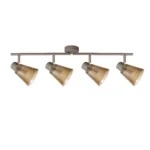 AMBRA 4 G9 ceiling spot light in beige with amber ribbed glass shade, 4 heads, product photo
