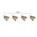 AMBRA 4 G9 ceiling spot light in sand white with amber ribbed glass shade, 4 heads, product photo