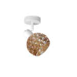 BUBBLE 1 G9 Ceiling Spot Light WH in sand white with amber bubble-textured glass shade, 1 head, product photo