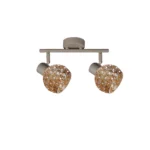 BUBBLE 2 G9 Ceiling Spot Light BEI in beige with amber bubble-textured glass shade, 2 heads, product photo