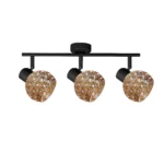 BUBBLE 3 G9 Ceiling Spot Light BK in sand black with amber bubble-textured glass shade, 3 heads, product photo