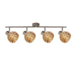 BUBBLE 4 G9 Ceiling Spot Light BEI in beige with amber bubble-textured glass shade, 4 heads, lit