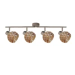 BUBBLE 4 G9 Ceiling Spot Light BEI in beige with amber bubble-textured glass shade, 4 heads, product photo