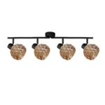 BUBBLE 4 G9 Ceiling Spot Light BK in sand black with amber bubble-textured glass shade, 4 heads, product photo