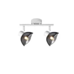 CALLA 2 G9 ceiling spot light in sand white with smoked glass petal shade, 2 heads, lit