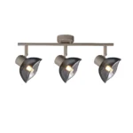 CALLA 3 G9 ceiling spot light in beige with smoked glass petal shade, 3 heads, lit