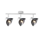 CALLA 3 G9 ceiling spot light in sand white with smoked glass petal shade, 3 heads, lit