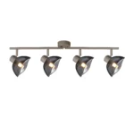 CALLA 4 G9 ceiling spot light in beige with smoked glass petal shade, 4 heads, lit