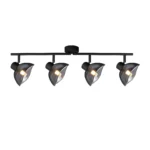 CALLA 4 G9 ceiling spot light in sand black with smoked glass petal shade, 4 heads, lit