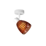 COGNAC 1 E14 Ceiling Spot Light WH in sand white with cognac ribbed glass shade, 1 head, lit