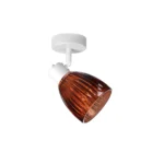 COGNAC 1 E14 Ceiling Spot Light WH in sand white with cognac ribbed glass shade, 1 head, product photo
