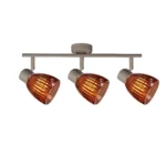COGNAC 3 E14 Ceiling Spot Light BEI in beige with cognac ribbed glass shade, 3 heads, lit