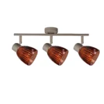 COGNAC 3 E14 Ceiling Spot Light BEI in beige with cognac ribbed glass shade, 3 heads, product photo