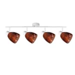 COGNAC 4 E14 Ceiling Spot Light WH in sand white with cognac ribbed glass shade, 4 heads, product photo