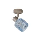 DEW 1 G9 Ceiling Spot Light BEI in beige with blue hobnail glass shade, 1 head, product photo