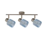 DEW 3 G9 Ceiling Spot Light BEI in beige with blue hobnail glass shade, 3 heads, product photo