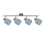 DEW 4 G9 Ceiling Spot Light BEI in beige with blue hobnail glass shade, 4 heads, product photo
