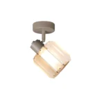 FACET 1 E14 ceiling spot light in beige with faceted crystal shade, 1 head, lit